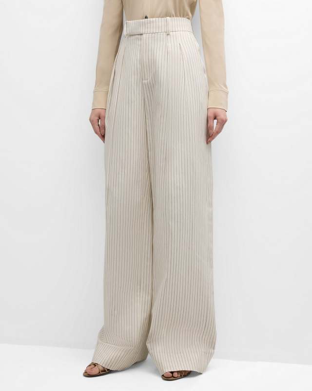 Pleated Mid-Rise Trousers